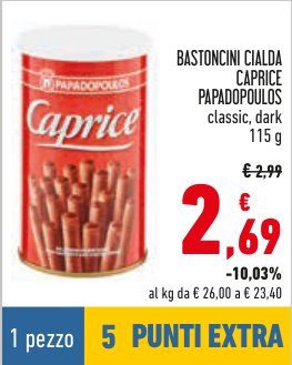 Bastoncini cialda Caprice classic/dark 115 g