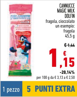 Cannucce Magic Milk Dolfin alla fragola, 45,5 g