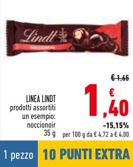 Linea Lindt, prodotti assortiti, esempio Nocci Noir, 35 g