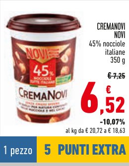 Crema Novi Cremanovi, 45% nocciole, 350 g