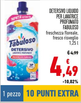 Detersivo liquido per lavatrice profumato Fabuloso Freschezza Floreale, Fresco Risveglio 1,25 l