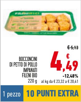 Bocconcini di petto di pollo impanati Fileni Bio 220 g