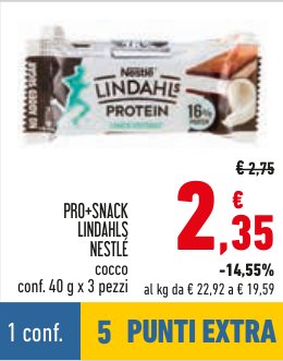 Pro+Snack Protein cocco 40 g x 3 pezzi