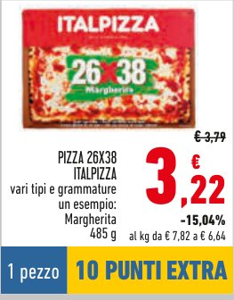 Pizza 26x38 Margherita 485 g