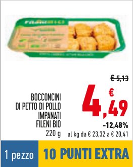 Bocconcini di petto di pollo impanati Fileni Bio 220 g