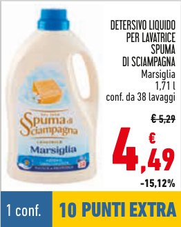 Detersivo liquido per lavatrice Spuma di Sciampagna Marsiglia 1,71 l, 38 lavaggi