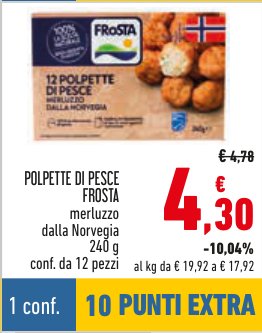 Polpette di pesce di merluzzo dalla Norvegia 240 g, confezione da 12 pezzi