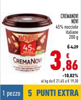 CremaNovi, 45% nocciole italiane, 200 g