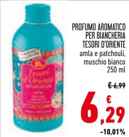 Profumo aromatico per biancheria Tesori d'Oriente Amore e Patchouli, Muschio Bianco 250 ml