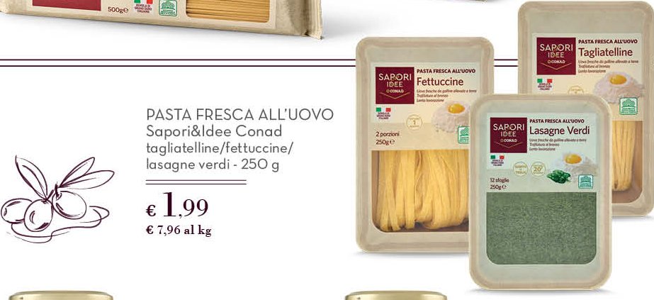 Pasta fresca all'uovo Sapori&Idee Conad tagliatelle/fettuccine/lasagne verdi 250 g