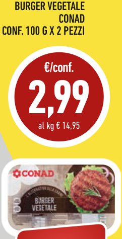 Burger vegetale Conad, conf. 100 g x 2 pezzi