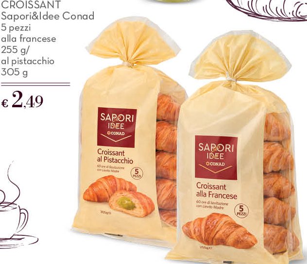 Croissant alla francese 255 g / al pistacchio 305 g, 5 pezzi
