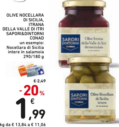Nocellara di Sicilia intere in salamoia, 290/180 g