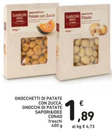 Gnocchetti di patate con zucca, gnocchi di patate Sapori&Idee Conad freschi 400 g