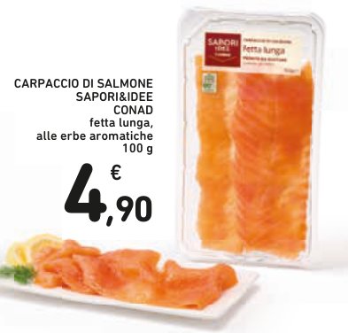 Carpaccio di salmone, fetta lunga, alle erbe aromatiche 100 g