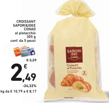 Croissant Sapori&Idee Conad al pistacchio 305 g, confezione da 5 pezzi