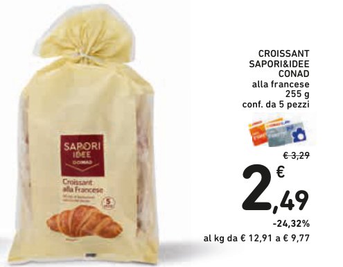 Croissant Sapori&Idee Conad alla francese 255 g, confezione da 5 pezzi