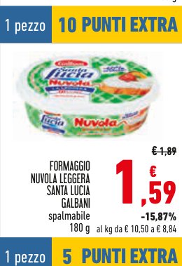 Formaggio Nuvola Leggera Santa Lucia Galbani 180 g