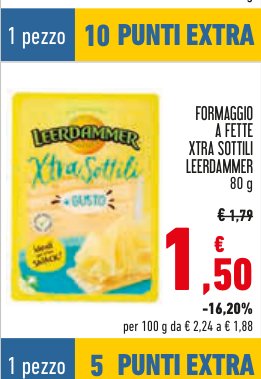 Formaggio a fette Xtra Sottili Leerdammer 80 g