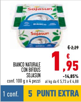 Bianco naturale con Bifidus Sojasun, conf. 100 g x 4 pezzi