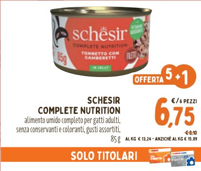Schesir Complete Nutrition Tonnetto con Gamberetti