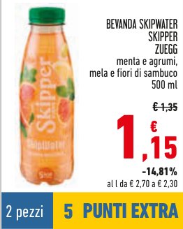 Bevanda Skipper Zuegg menta e agrumi, mela e fiori di sambuco 500 ml