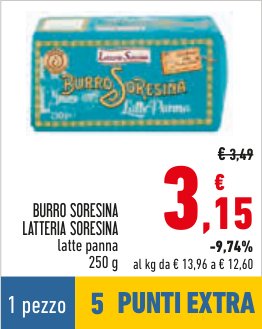 Burro Soresina Latteria Soresina latte e panna 250 g
