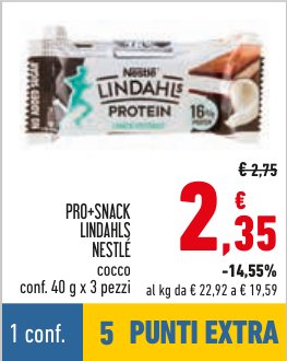 Pro+Snack Lindahls Protein cocco confezione 40 g x 3 pezzi