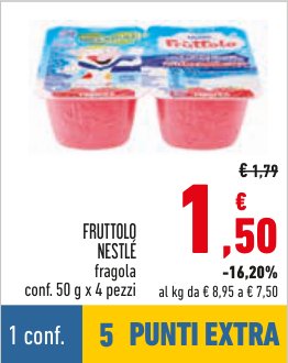 Fruttolo fragola confezione 50 g x 4 pezzi