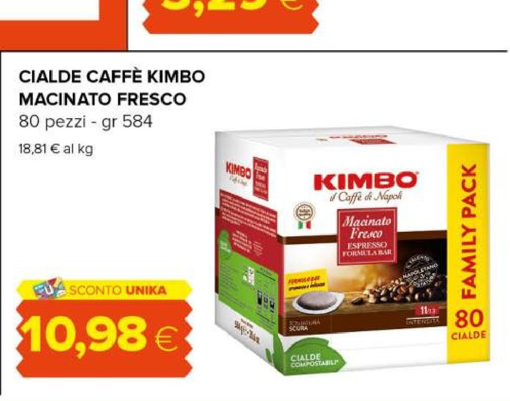 Cialde Caffè Kimbo Macinato Fresco, 80 pezzi