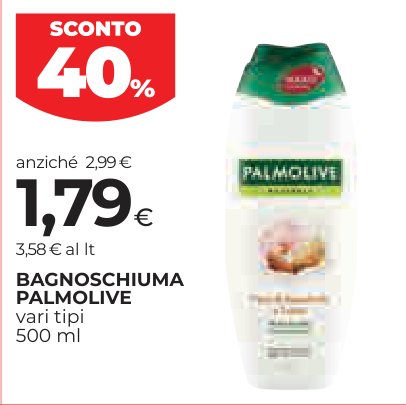Bagnoschiuma Palmolive, vari tipi, 500 ml