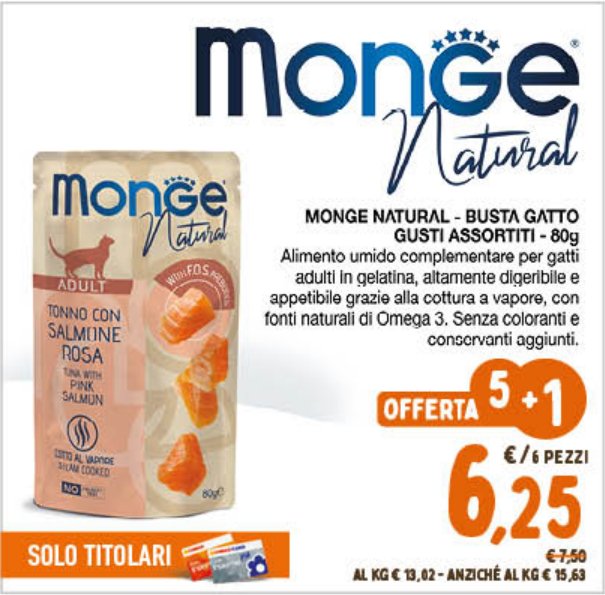 Monge Natural - Busta gatto gusti assortiti - 80g