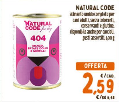 Natural Code 404 Manzo, patate dolci e mirtilli 400 g
