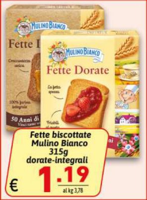 Fette biscottate Mulino Bianco 315g dorate-integrali
