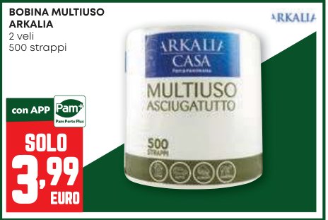 Bobina multiuso Arkalia 2 veli, 500 strappi