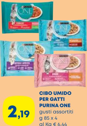 Cibo umido per gatti Purina One, gusti assortiti, 4 x 85 g