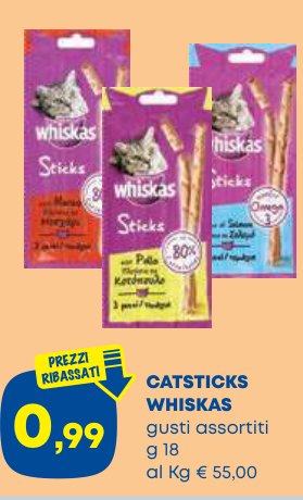 Catsticks Whiskas, gusti assortiti, 18 g