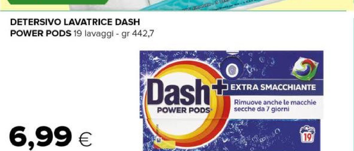Detersivo lavatrice Dash Power Pods 19 lavaggi 442,7 g