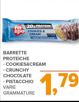 Barrette Proteiche Cookies & Cream, Crunchy Chocolate e Pistacchio