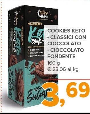 Cookies Keto Classici con Cioccolato e Cioccolato Fondente 160 g
