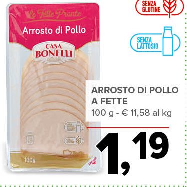 Arrosto di pollo a fette 100 g