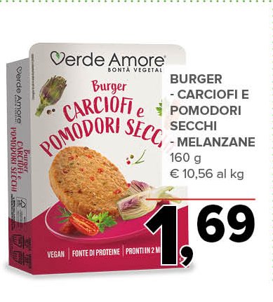 Burger carciofi e pomodori secchi, melanzane 160 g