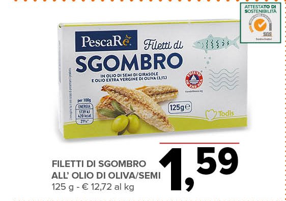 Filetti di sgombro all'olio di oliva/semi