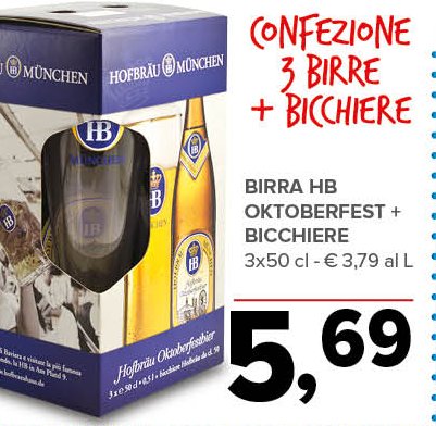 Birra HB Oktoberfest con bicchiere 3 x 50 cl