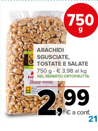 Arachidi sgusciate, tostate e salate 750 g