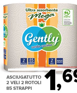 Asciugatutto 2 Veli 2 Rotoli 85 Strappi