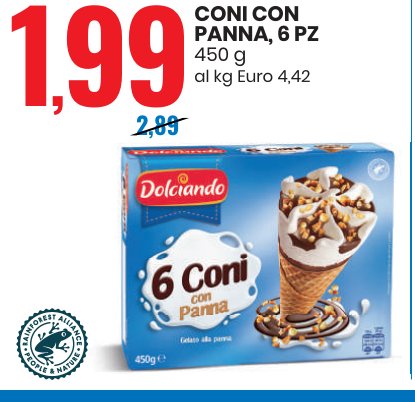 Coni con panna, 6 pezzi