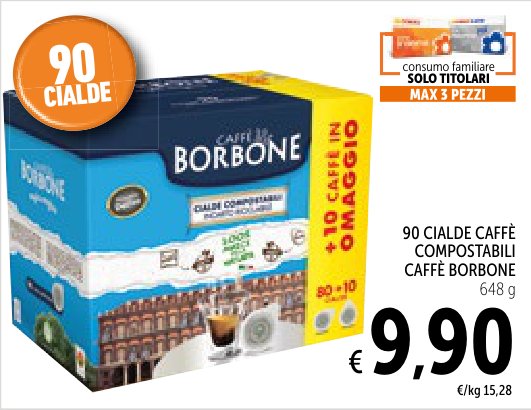 90 cialde caffè compostabili Caffè Borbone