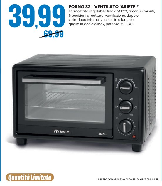 Forno 32 L ventilato Ariete
