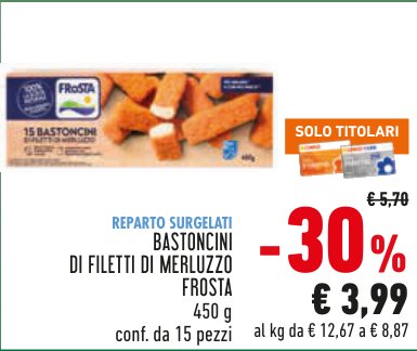 Bastoncini di filetti di merluzzo Frosta 450 g